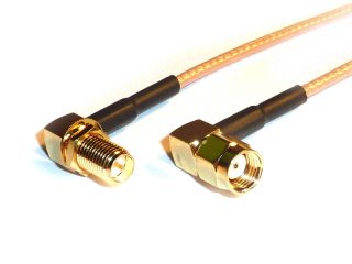 Pigtail 90&deg; RP SMA-plug Buchse auf  90&deg; RP SMA Stift - RG316 Antennen Winkel-Adapter 20cm