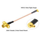 Antennenadapter MMCX Winkel 90&deg; to SMA Female mit Flansch - Adapter AKK X2, FX2, FX3, FX4