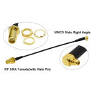 Antennenadapter MMCX Winkel 90&deg; zu RP-SMA Stift - MMCX 90&deg; to RP-SMA Male